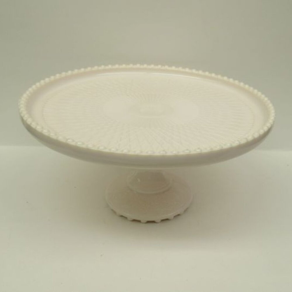 Jeannette Glass Vintage SHELL PINK HARP 10 In Footed Cake Stand Cake Plate - HTF